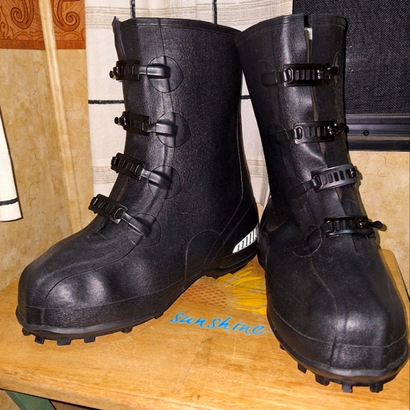 La Crosse Tracton 12" Overshoe Black Heavy-Duty Boots with Buckle Straps - Picture 1 of 14
